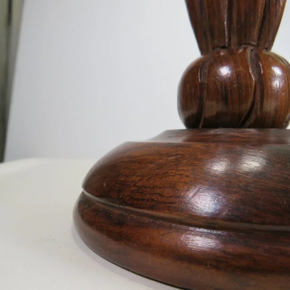Vintage Real Wood Carved (2) Candlesticks 10